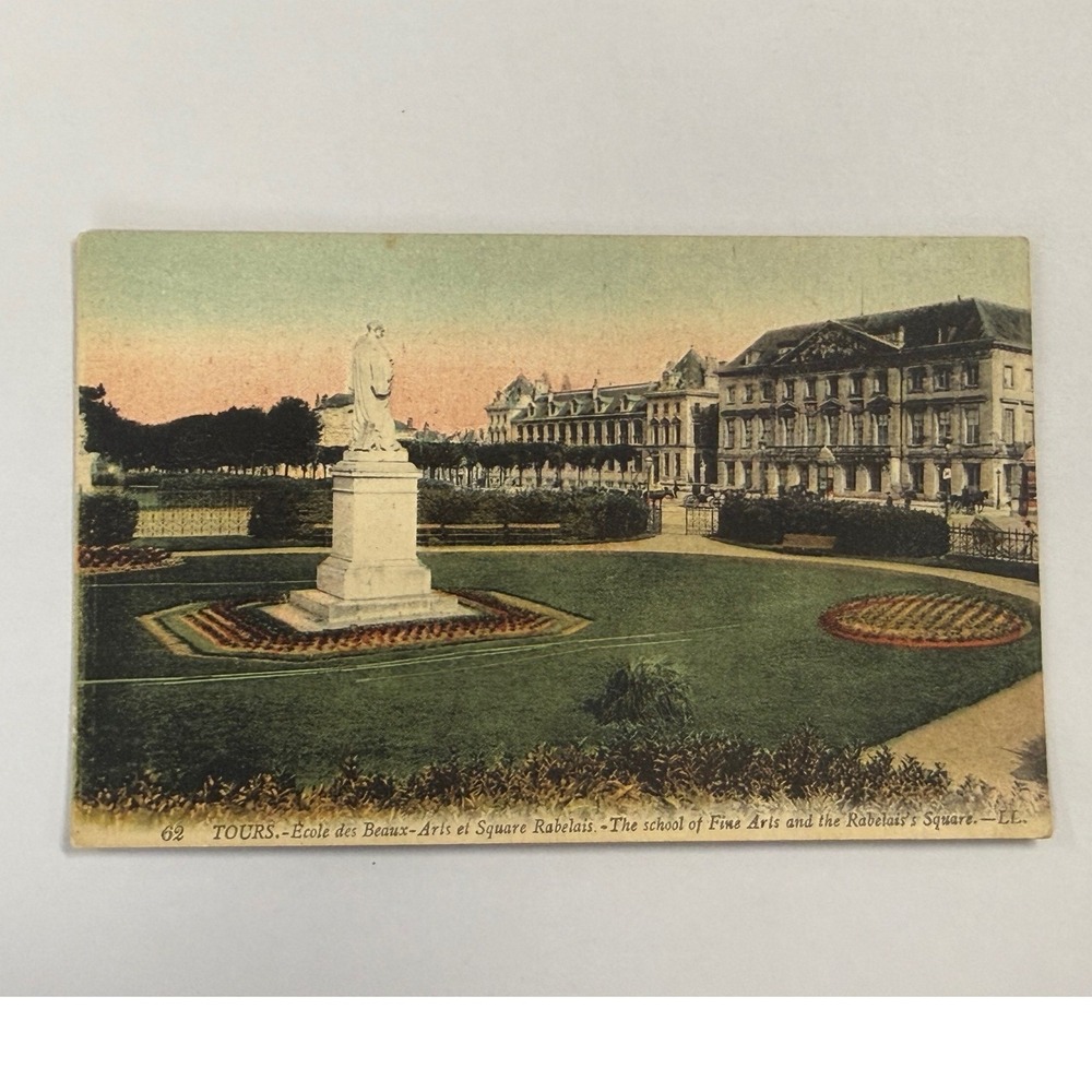 Vintage Tours France Postcard Ecole des Beaux-Arts Square Rabelais LL 62
